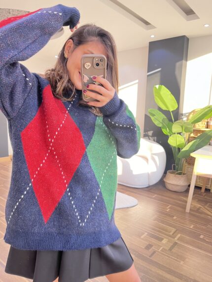 Baklava Dilim Kazak (Lacivert)