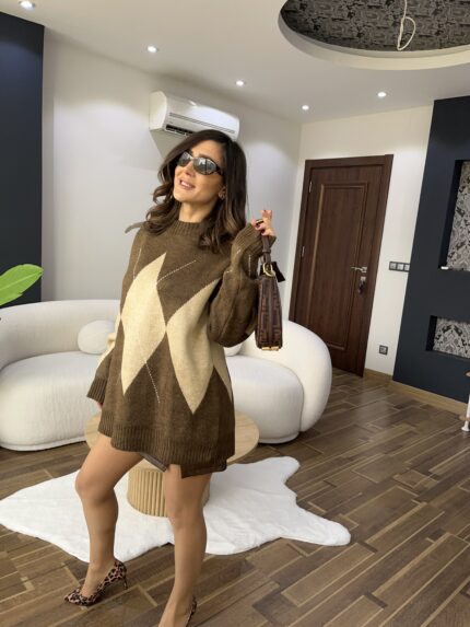 Baklava Dilim Kazak (Kahve)